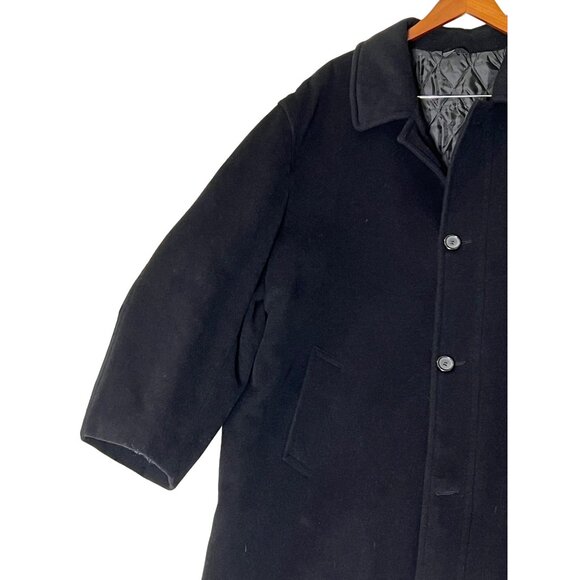 Chaps Men's Black Wool Blend Peacoat Size 46R Preppy Goth Warm Oversized - Picture 2 of 16